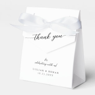Romantic Calligraphy Script Black & White Wedding Favour Box