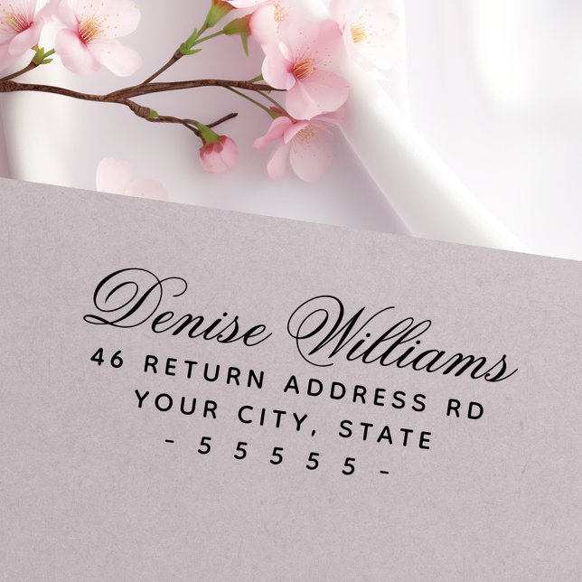 Romantic calligraphy script elegant return address self-inking stamp (Romantic calligraphy script elegant return address self-inking stamp)