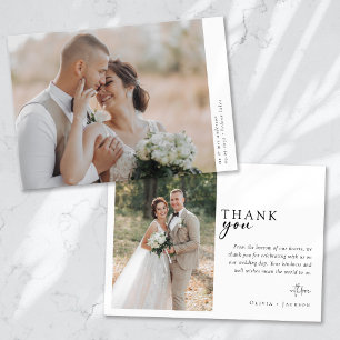 Romantic Calligraphy Script Multiple Photo Wedding Thank You Card