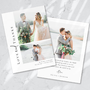 Romantic Calligraphy Script Multiple Photo Wedding Thank You Card