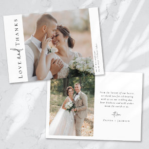 Romantic Calligraphy Script Multiple Photo Wedding Thank You Card