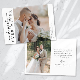 Romantic Calligraphy Script Multiple Photo Wedding Thank You Card