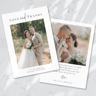 Romantic Calligraphy Script Multiple Photo Wedding Thank You Card