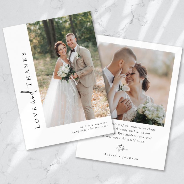 Romantic Calligraphy Script Multiple Photo Wedding Thank You Card (Creator Uploaded)