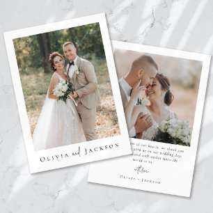 Romantic Calligraphy Script Multiple Photo Wedding Thank You Card