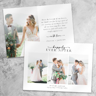 Romantic Calligraphy Script Multiple Photo Wedding Thank You Card