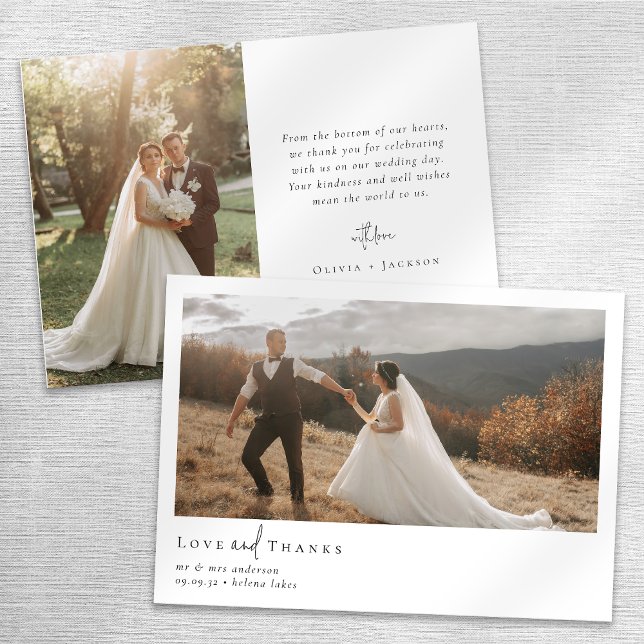 Romantic Calligraphy Script Photo Wedding Thank You Card (Creator Uploaded)