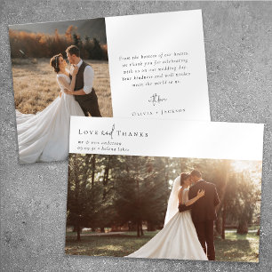 Romantic Calligraphy Script Photo Wedding Thank You Card