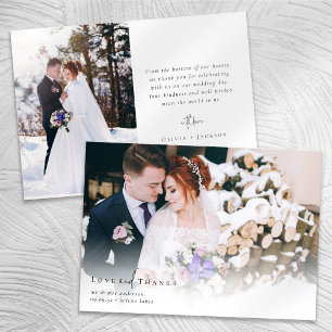 Romantic Calligraphy Script Photo Wedding Thank You Card
