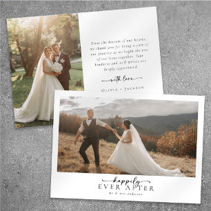 Romantic Calligraphy Script Photo Wedding Thank You Card