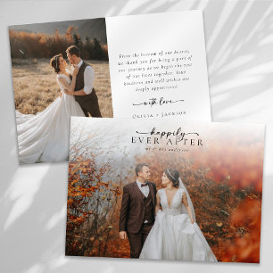Romantic Calligraphy Script Photo Wedding Thank You Card