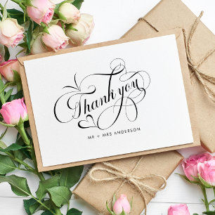 Romantic Calligraphy Script Wedding Thank You Card