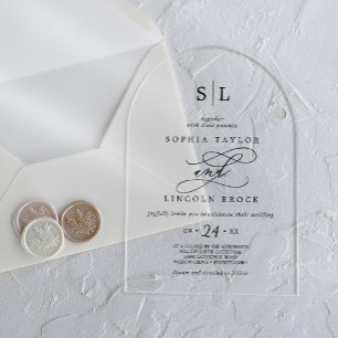 Romantic Calligraphy Simple Classic Modern Wedding Acrylic Invitations