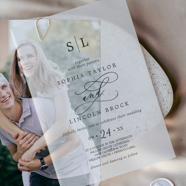 Romantic Calligraphy Simple Classic Modern Wedding Vellum Invitations (Romantic Calligraphy Simple Classic Modern Wedding Vellum Invitations)