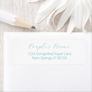 Romantic Calligraphy Teal Return Address Label