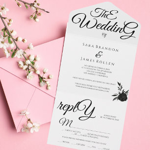 Romantic Calligraphy The Wedding All In One Invitation