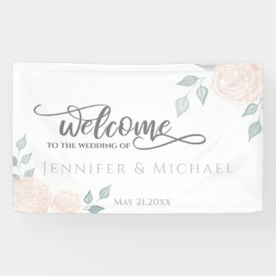 Romantic calligraphy watercolor roses banner