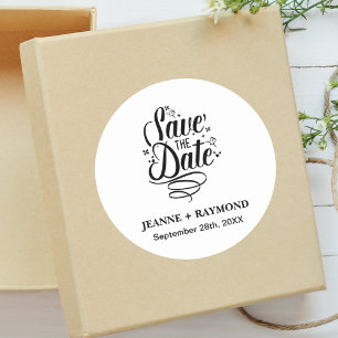 Romantic Calligraphy Wedding Custom Save the Date Classic Round Sticker