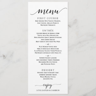 Romantic Calligraphy Wedding Menu   4 x 9   Black