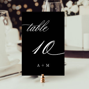 Romantic Calligraphy Wedding Number 10, Black Table Number