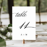 Romantic Calligraphy Wedding Number 11, Table Number<br><div class="desc">Table 11. Please check all available numbers. | Romantic and elegant swirly calligraphy wedding table number with monograms.  For more advanced customisation of this design,  please click the BLUE DESIGN TOOL BUTTON above!</div>