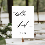 Romantic Calligraphy Wedding Number 14, Table Number<br><div class="desc">Table 14. Please check all available numbers. | Romantic and elegant swirly calligraphy wedding table number with monograms.  For more advanced customisation of this design,  please click the BLUE DESIGN TOOL BUTTON above!</div>