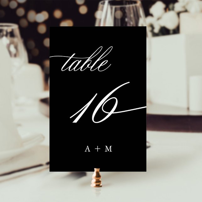Romantic Calligraphy Wedding Number 16, Black Table Number (Creator Uploaded)