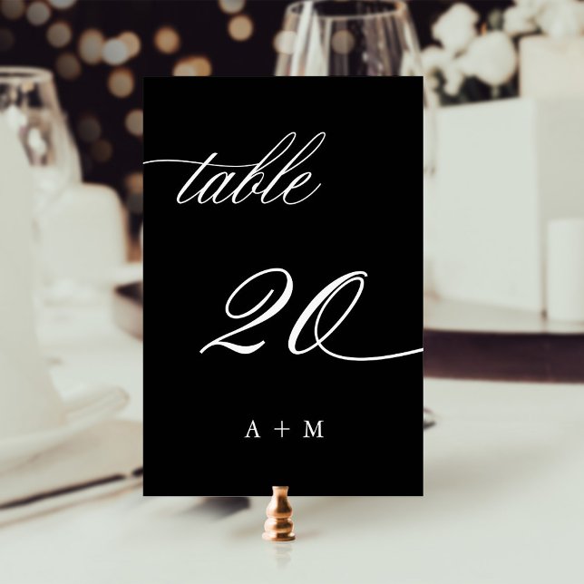 Romantic Calligraphy Wedding Number 20, Black Table Number (Creator Uploaded)