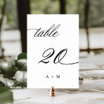 Romantic Calligraphy Wedding Number 20, Table Number<br><div class="desc">Table 20. Please check all available numbers. | Romantic and elegant swirly calligraphy wedding table number with monograms.  For more advanced customisation of this design,  please click the BLUE DESIGN TOOL BUTTON above!</div>