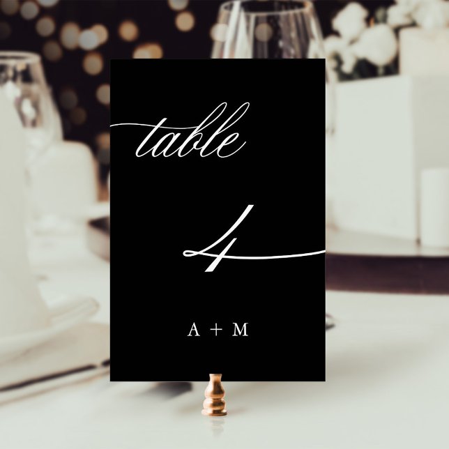Romantic Calligraphy Wedding Number 4, Black Table Number (Creator Uploaded)