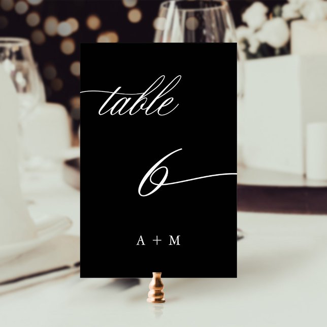 Romantic Calligraphy Wedding Number 6, Black Table Number (Creator Uploaded)