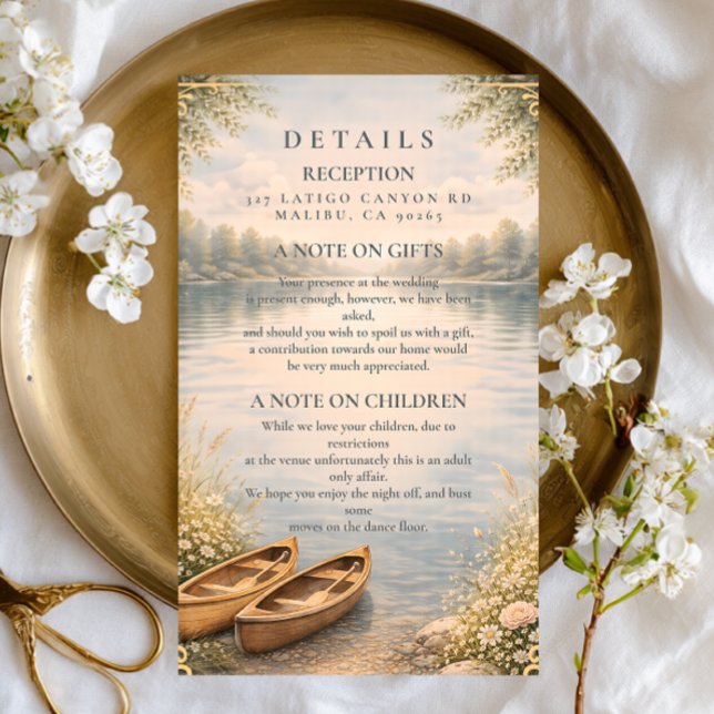 Romantic Canoe Lake Forest Wedding Enclosure Card (Creator Uploaded)