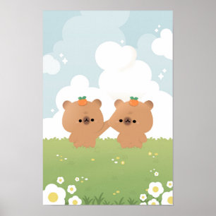 Romantic Capybara Couple Poster