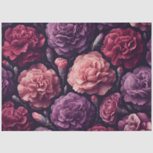 Romantic Carnations Pink and Purple Decoupage Tissue Paper