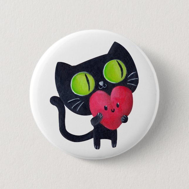 Romantic Cat - custom text - 6 Cm Round Badge (Front)