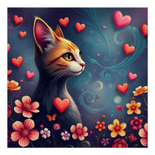 Romantic Cat Poster
