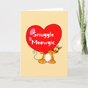 Romantic Cat Pun - Snuggle Meowgic Love Holiday Card