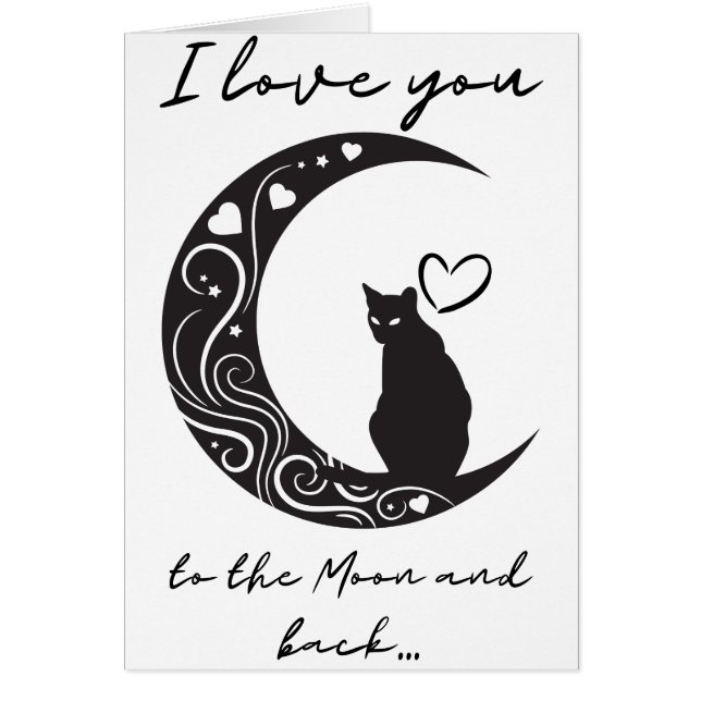 Romantic cat simple Folded Foil Greeting Card (Front)