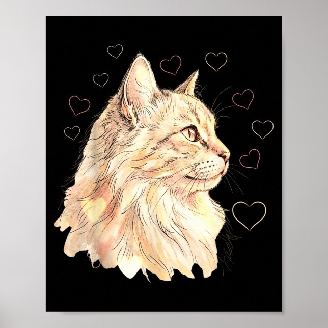 Romantic Cat Valentine With Soft Heart For Couples Poster (Front)