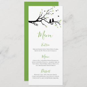 Romantic Cats In Love Green & White Reception Menu