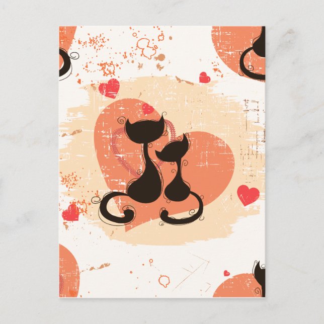 Romantic cats in love postcard (Front)
