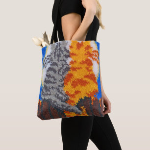 Romantic Cats Latch Hook Tote Bag