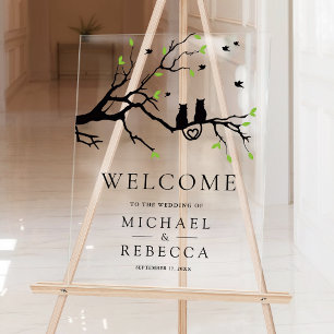 Romantic Cats Wedding Welcome Acrylic Sign
