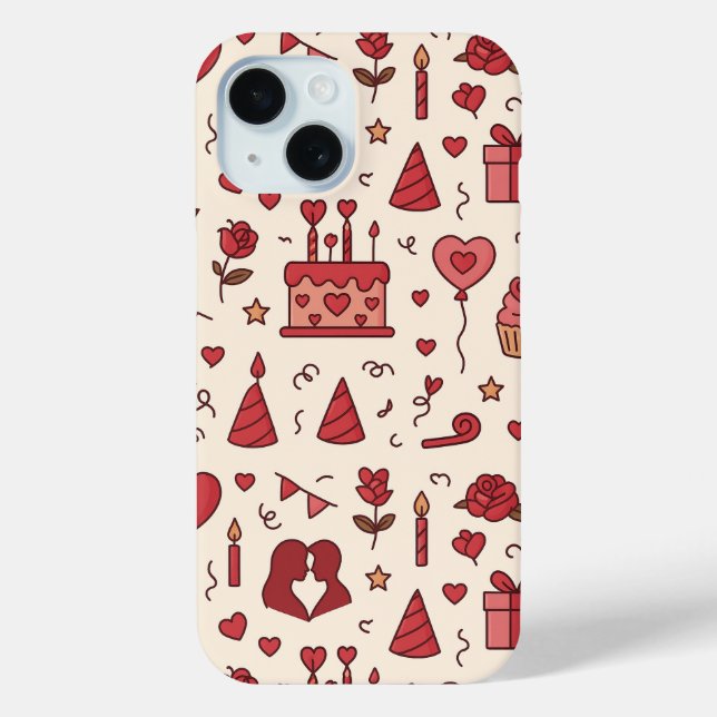 Romantic Celebration Doodle Pattern Case-Mate iPhone Case (Back)