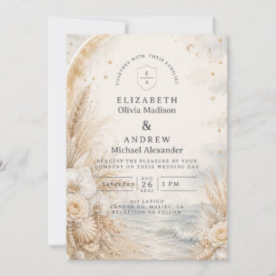 Romantic Celestial Beach Wedding Invitation