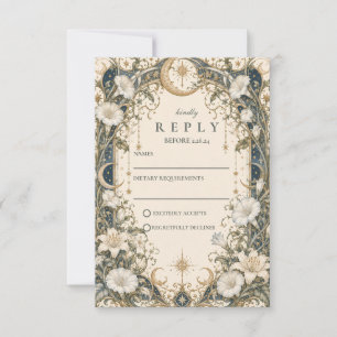 Romantic Celestial Garden Wedding RSVP Card