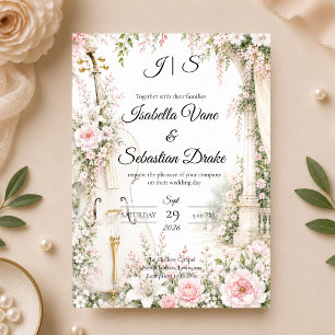 Romantic Cello Garden Serenity Wedding Invitation