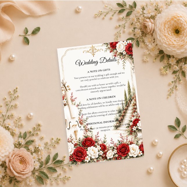 Romantic Cello Staircase Elegance Wedding  Enclosure Card (Creator Uploaded)
