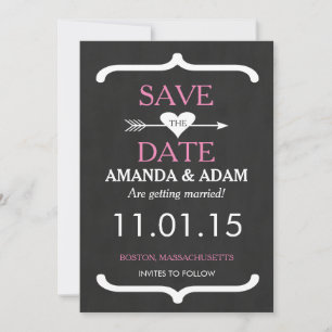 Romantic Chalkboard Save the Date Postcard
