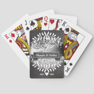 Romantic Chalkboard Vintage Garland Roots of Love Playing Cards